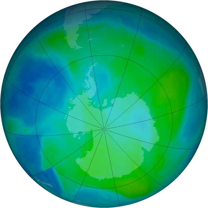 Antarctic ozone map for 04 February 2014